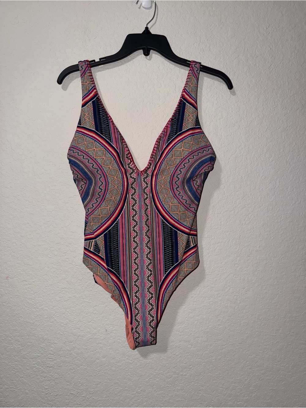 Red Carter Multicolor boho festival deep plunge One-Piece Swimsuit